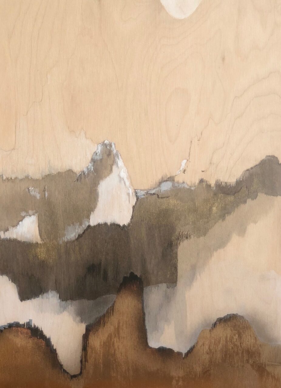 Techniques mixtes 
Acrylique et dorure
Sur bois 
Format 30 X 40 cm
2018