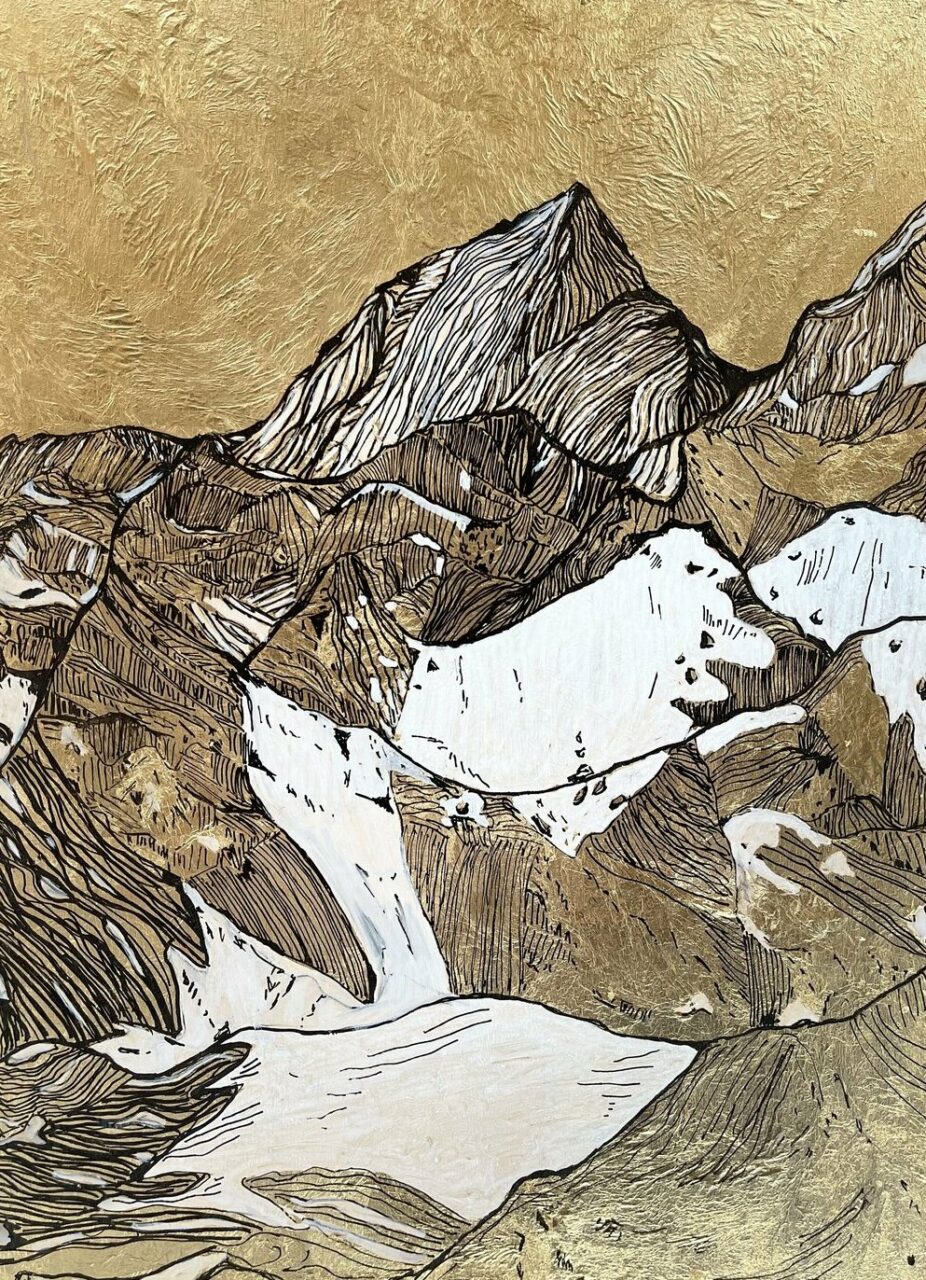 Techniques mixtes 
Acrylique et dorure
Sur bois 
Format 30 X 40 cm
2020